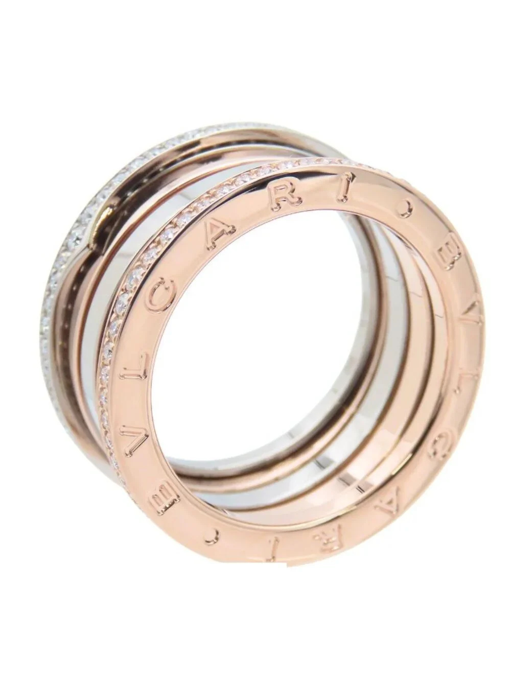 Bvlgari Ring White Gold Pink Diamond B.Zero1 Band No 59 Manufactur